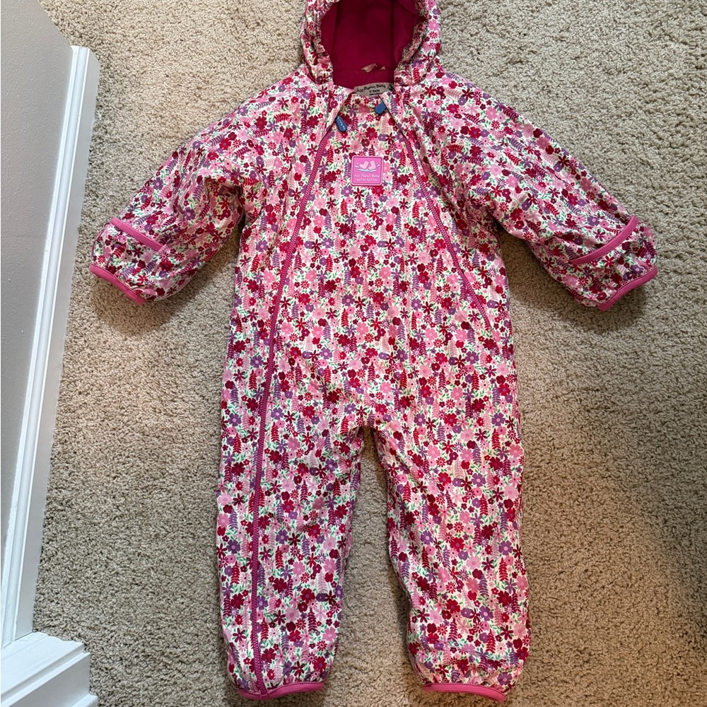 Jojo Maman Bebe Splish Splash all-in-one Pink Floral Fleece Lined